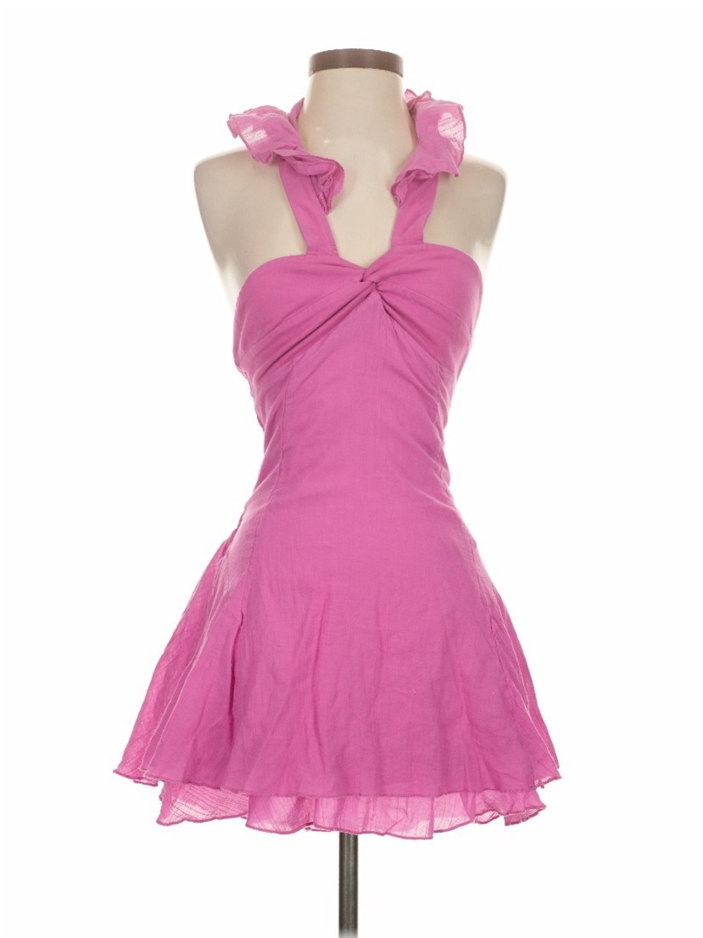 Free People Pink Ruffle Halter Sundress
